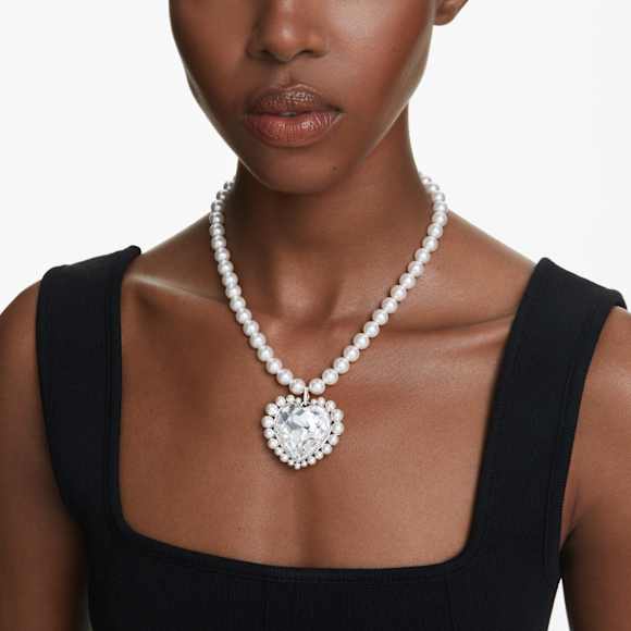 Ariana Grande x Swarovski necklace, Crystal pearl, Heart cut