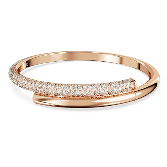 Dextera bangle, Magnetic closure, White, Rose gold-tone plated
