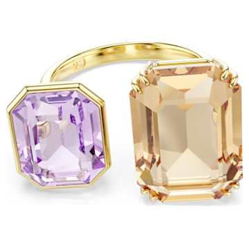 Chroma ring, Cushion cut, Multicolored, Gold-tone plated | Swarovski