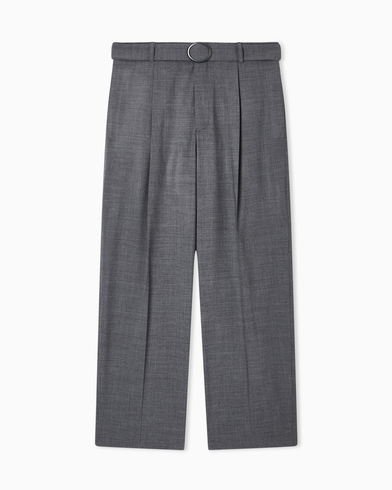 Trousers with pleats and belt in stretch wool canvas | Emporio Armani