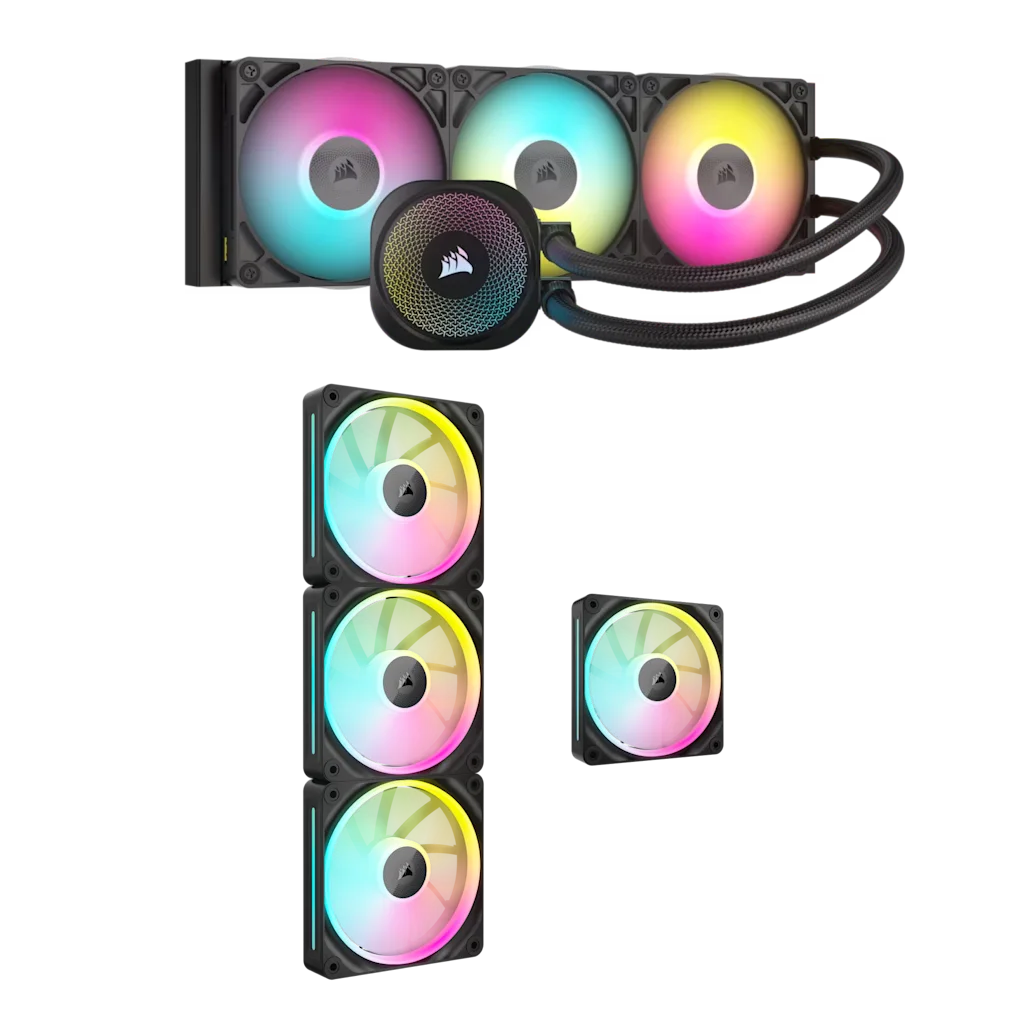 iCUE LINK Titan 360 RGB CPU Cooler and LX120 RGB Quadruple Fan Bundle