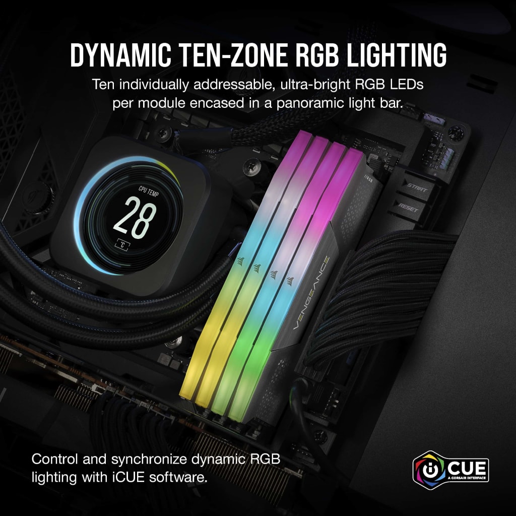 VENGEANCE® RGB 48GB (2x24GB) DDR5 DRAM 6000MT/s CL30 AMD EXPO