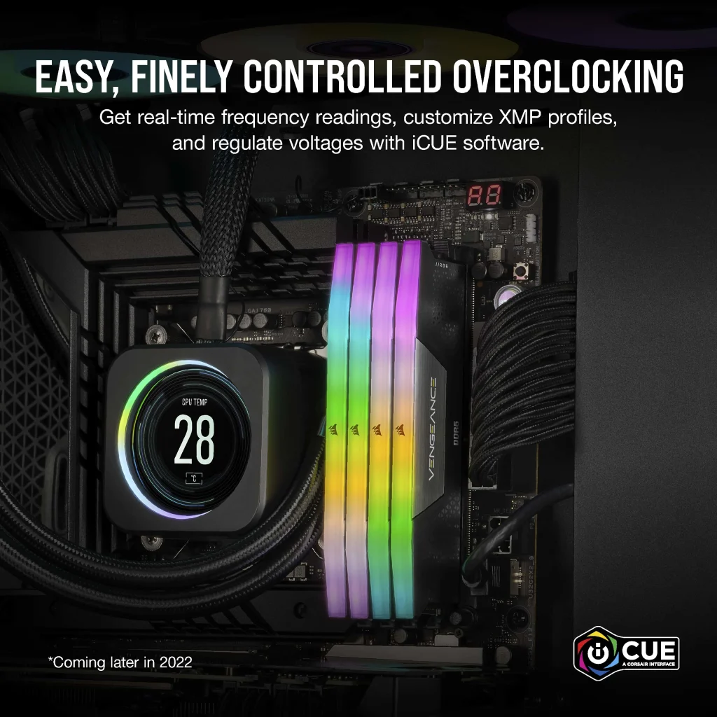 VENGEANCE® RGB 32GB (2x16GB) DDR5 DRAM 5200MHz C40 Memory Kit — Black
