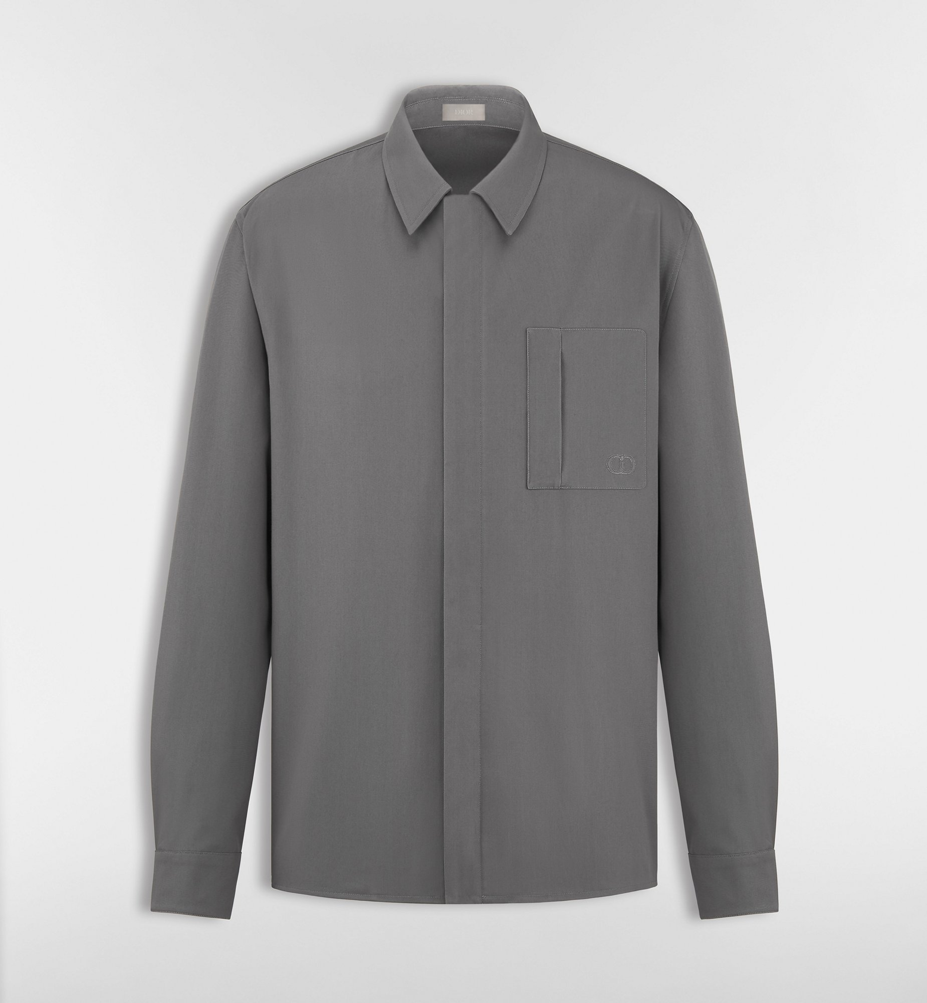 Zipped Shirt with CD Icon Embroidery Black Cotton Gabardine | DIOR