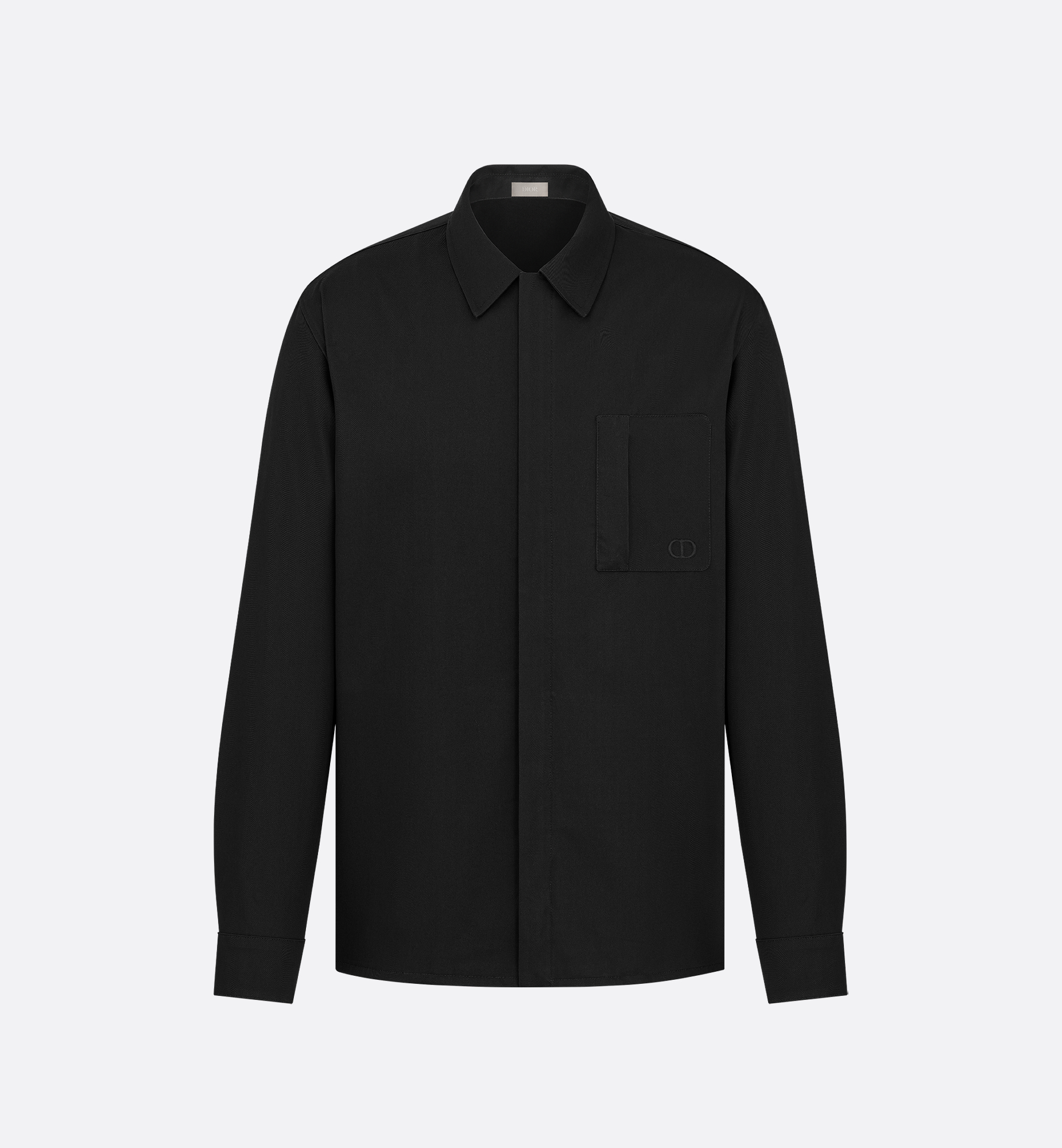 Zipped Shirt with CD Icon Embroidery Black Cotton Gabardine | DIOR