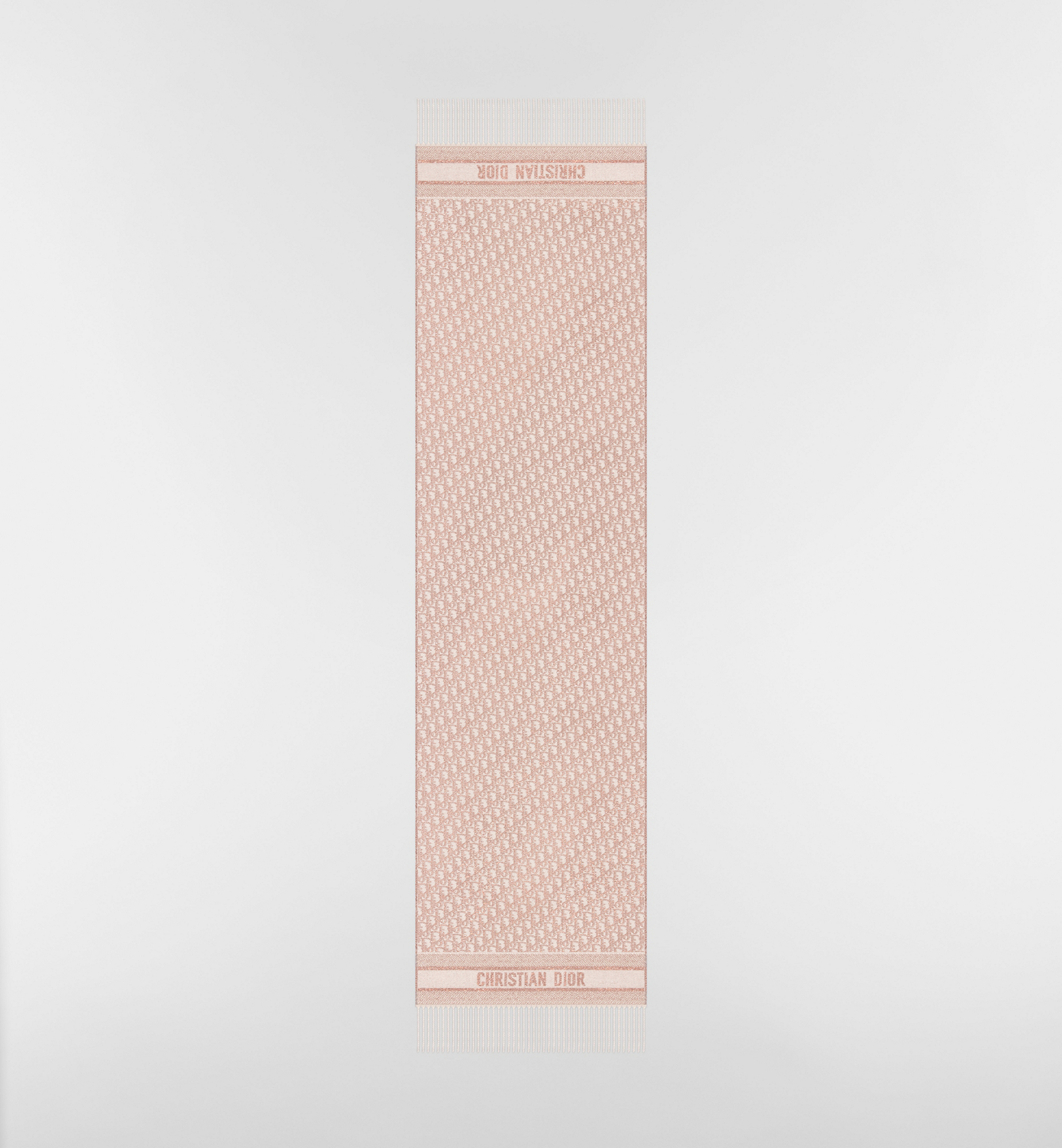 Dior Oblique Scarf Rose des Vents Pink Cashmere Blend and Metallic