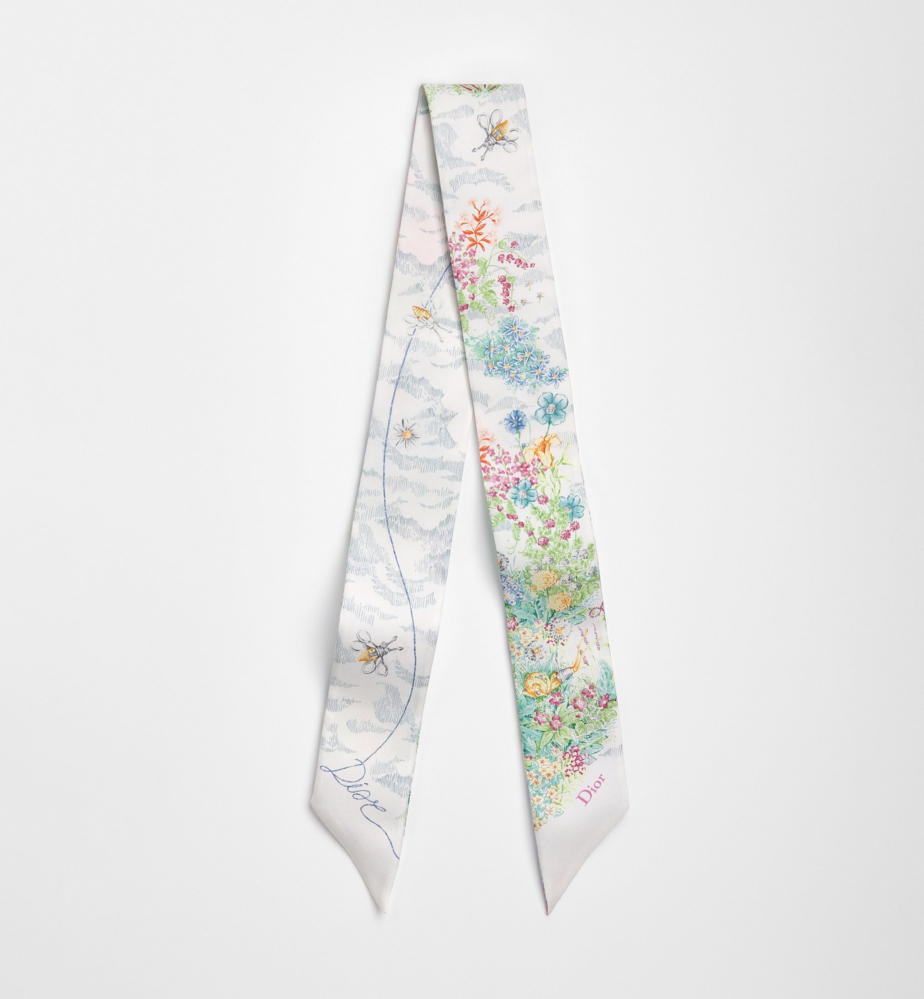 Dior Charming Garden Mitzah Scarf Pink Multicolor Silk Twill | DIOR
