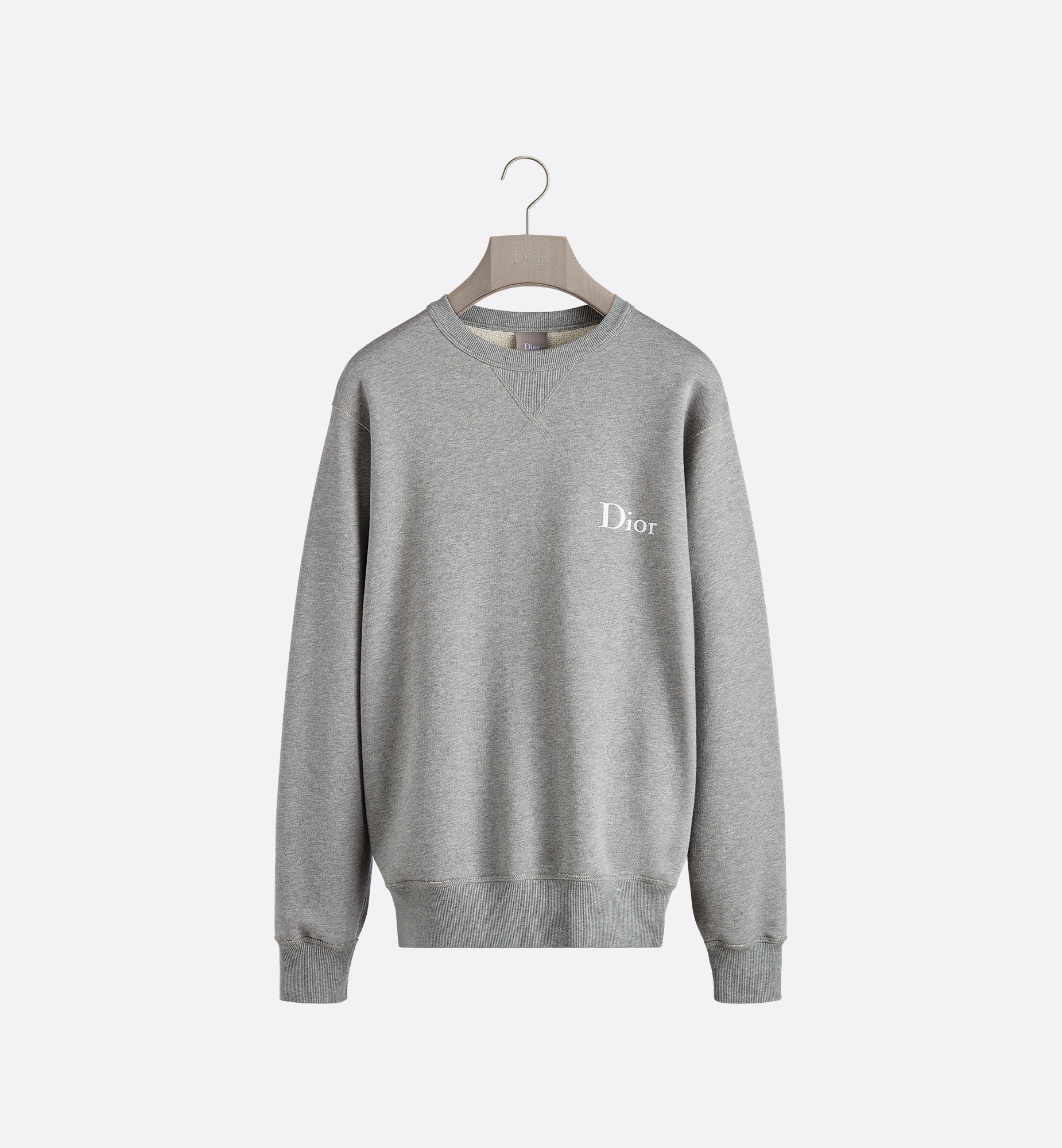 Sweatshirt with Dior Embroidery, Relaxed Fit Gray Cotton Fleece | DIOR