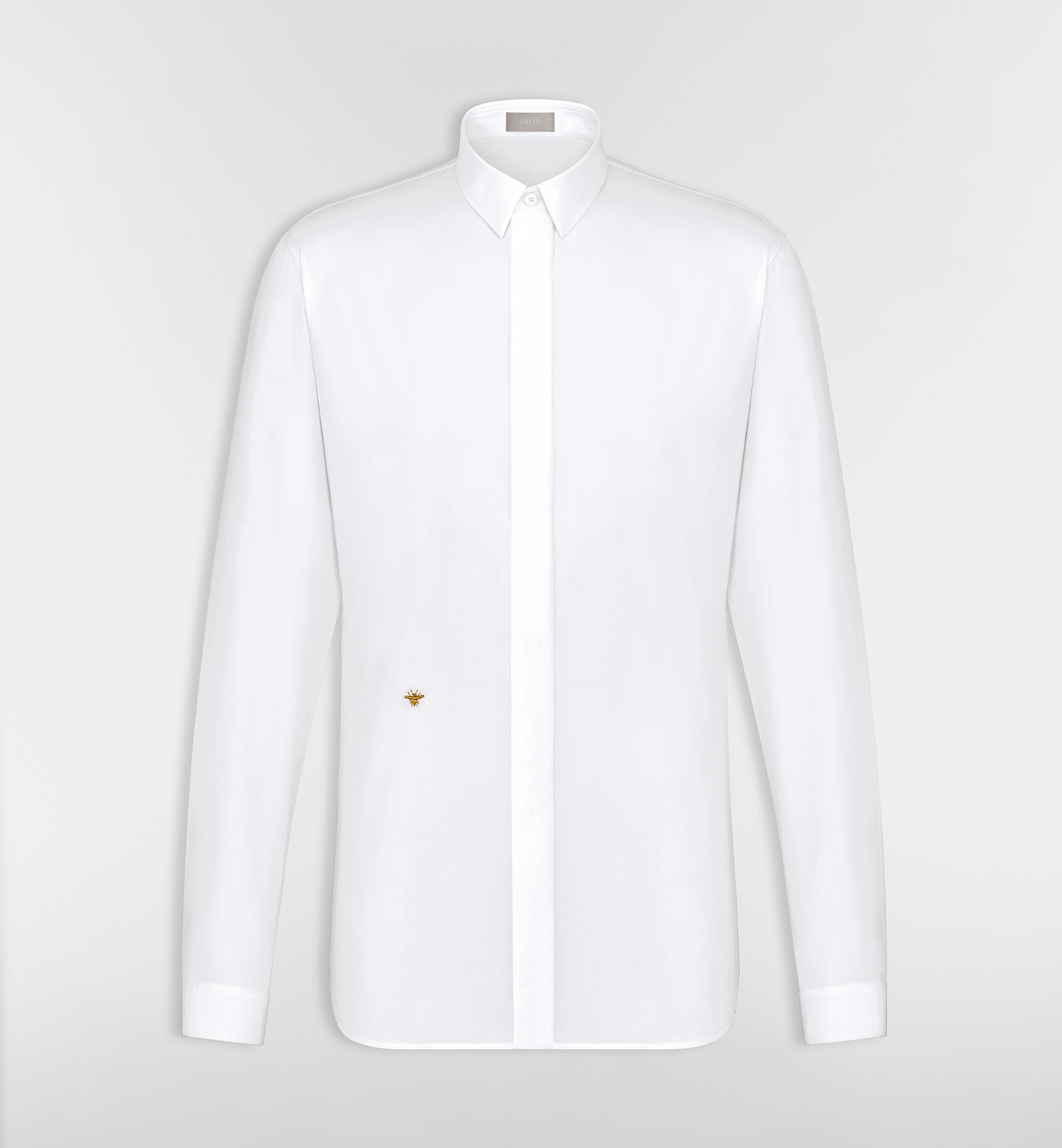 Shirt with Gold Bee Embroidery White Cotton Poplin | DIOR