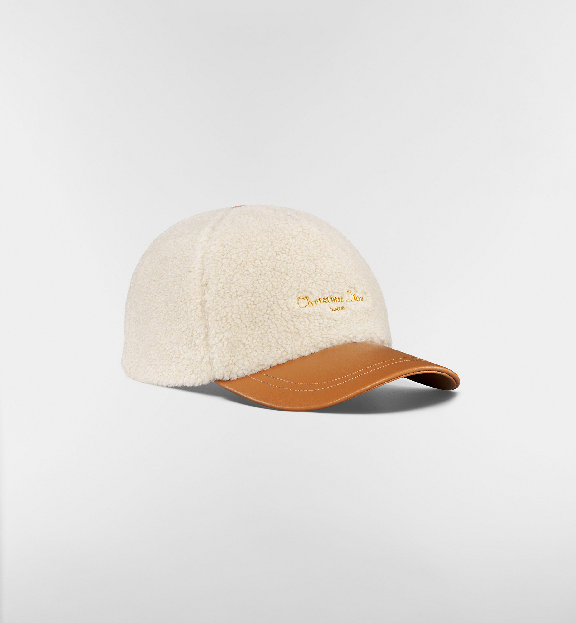 DiorAlps D-Player Cap Camel Lambskin and Ecru Shearling Effect | DIOR