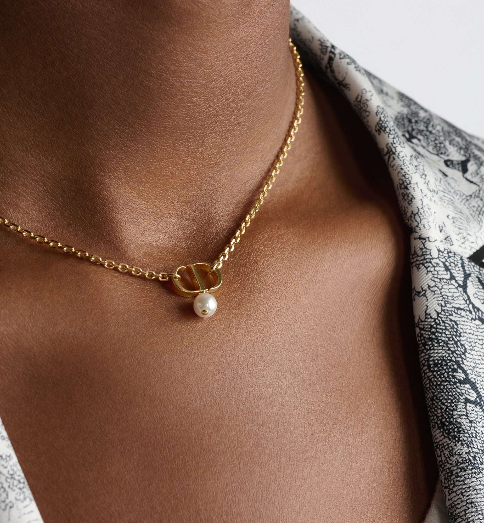 Petit CD Necklace Gold-Finish Metal and White Resin Pearl | DIOR