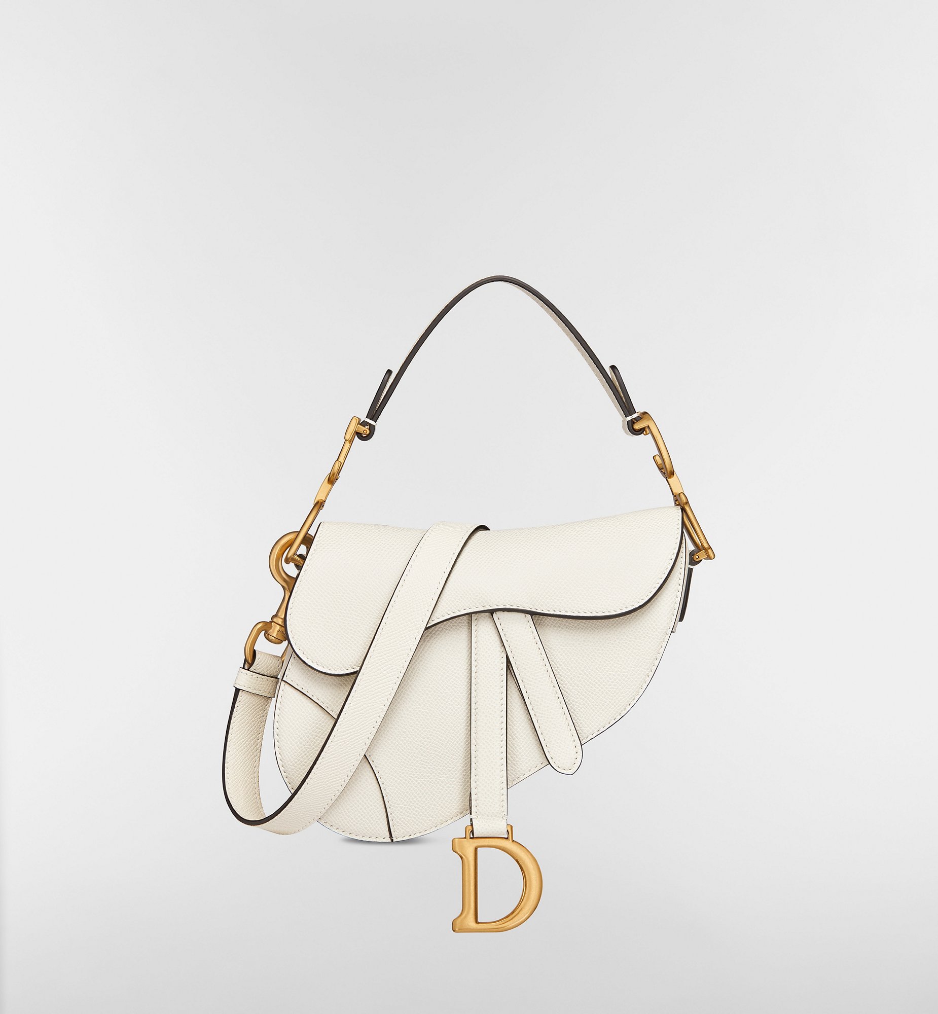 Mini Saddle Bag with Strap Black Grained Calfskin | DIOR