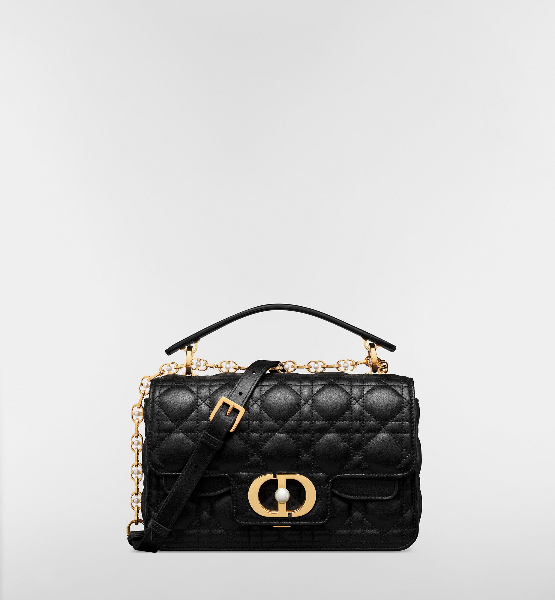 Small Dior Jolie Top Handle Bag Latte Cannage Calfskin | DIOR