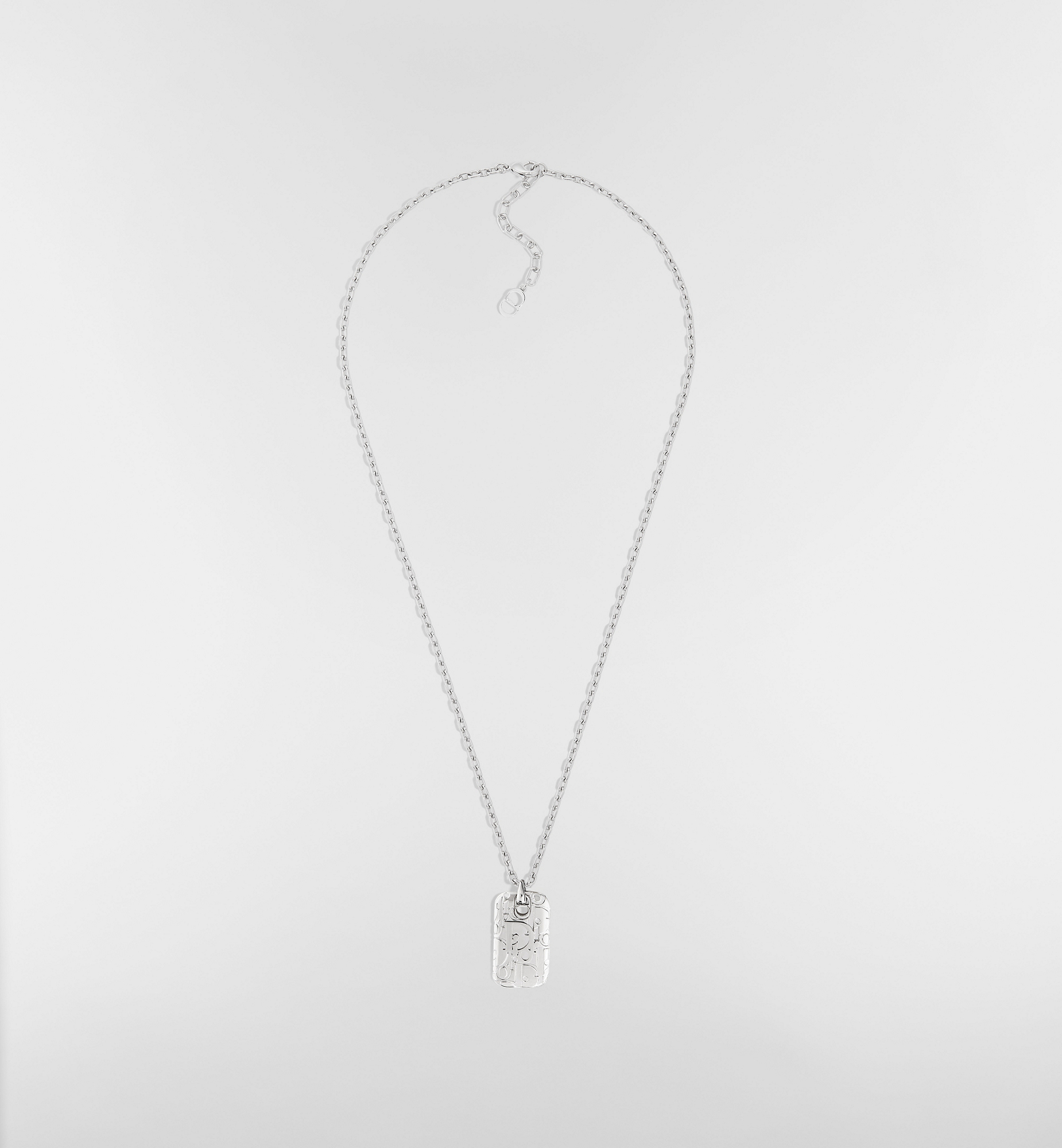 Dior Oblique Plate Pendant Necklace Silver-Finish Brass | DIOR