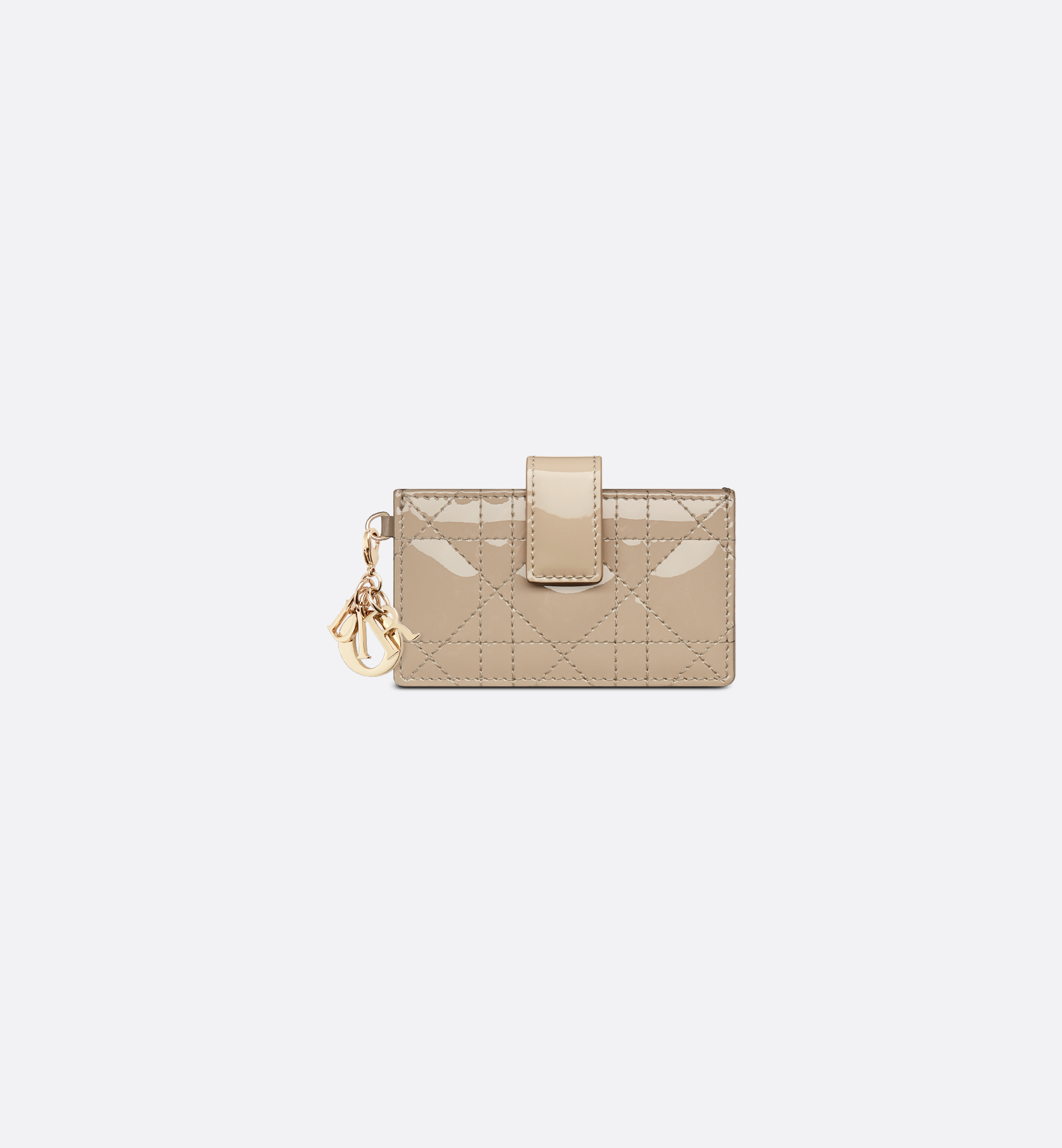 Lady Dior Jasmine Card Holder Sand-Colored Patent Cannage Calfskin