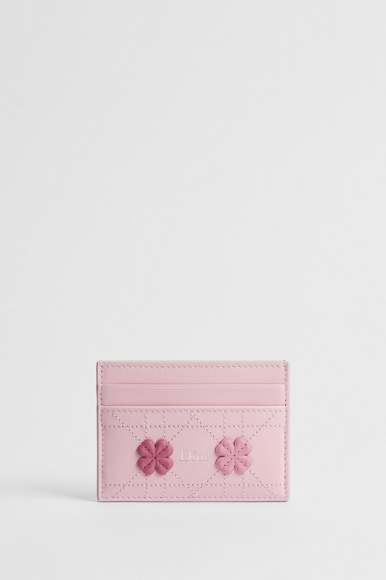 Dior Jardin Freesia Card Holder Pink Fairytale Lambskin with
