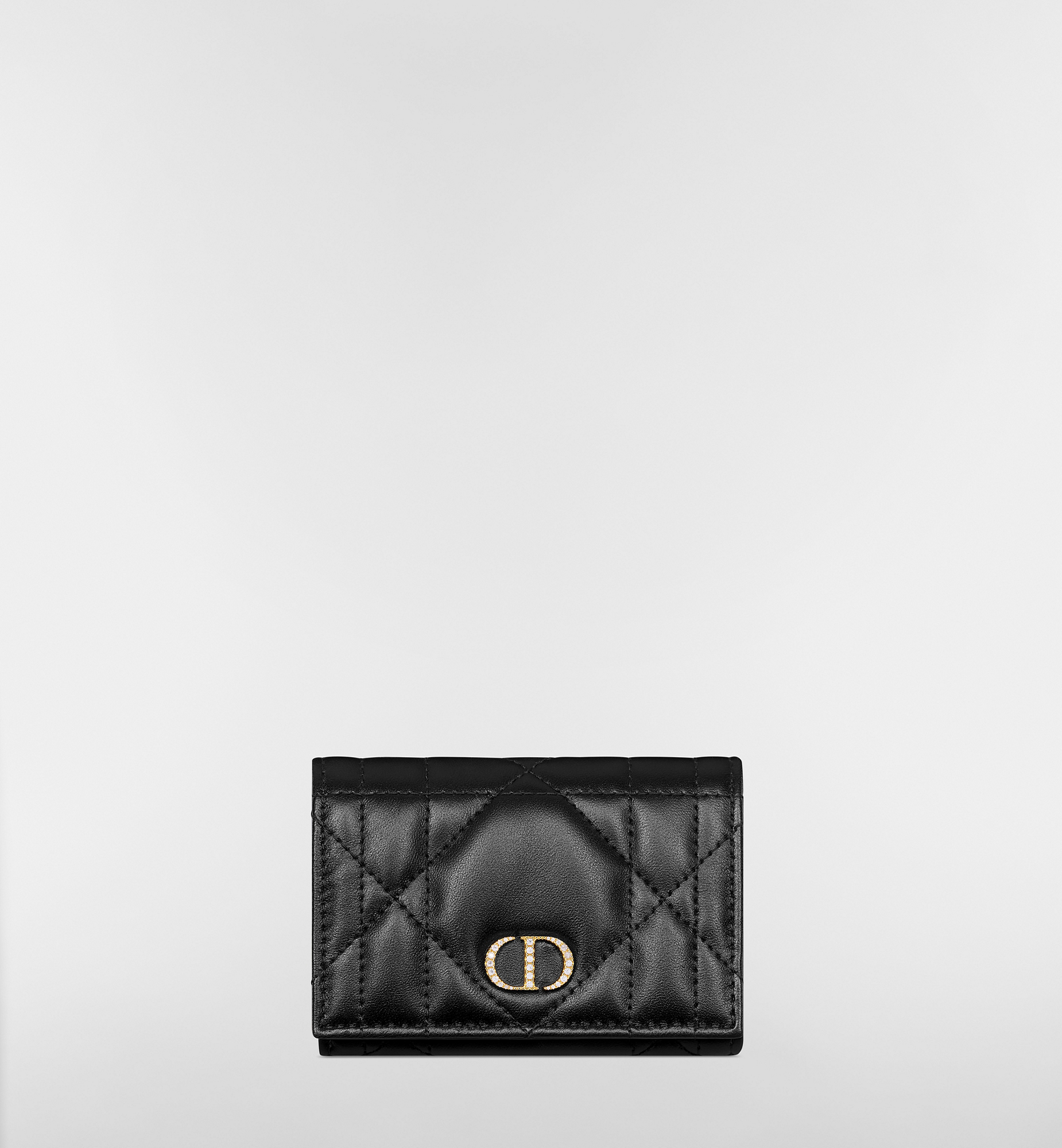 Dior Caro Glycine Wallet with Crystals Black Macrocannage Lambskin