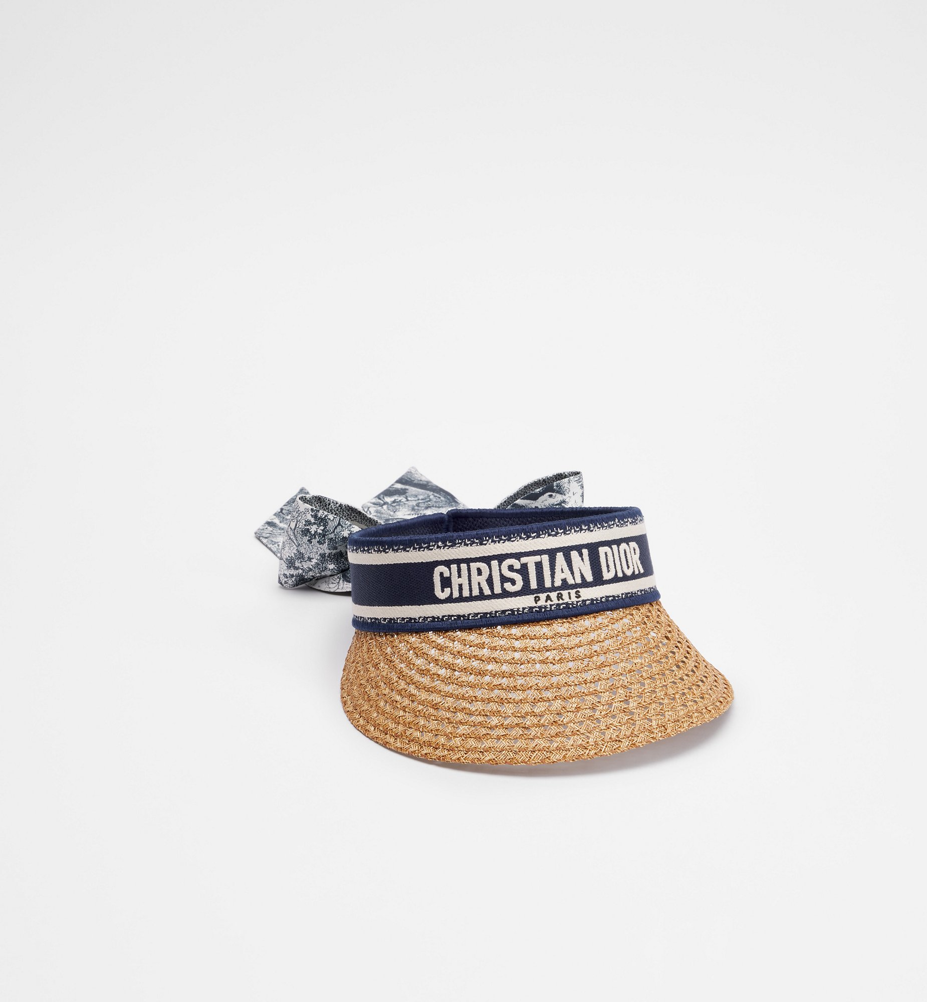 D-Ocean Visor with Mitzah Straw with Blue and White Embroidered