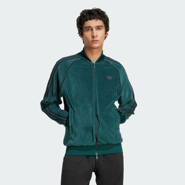 adidas SST Adicolor Velour Track Top - Green | Free Shipping with