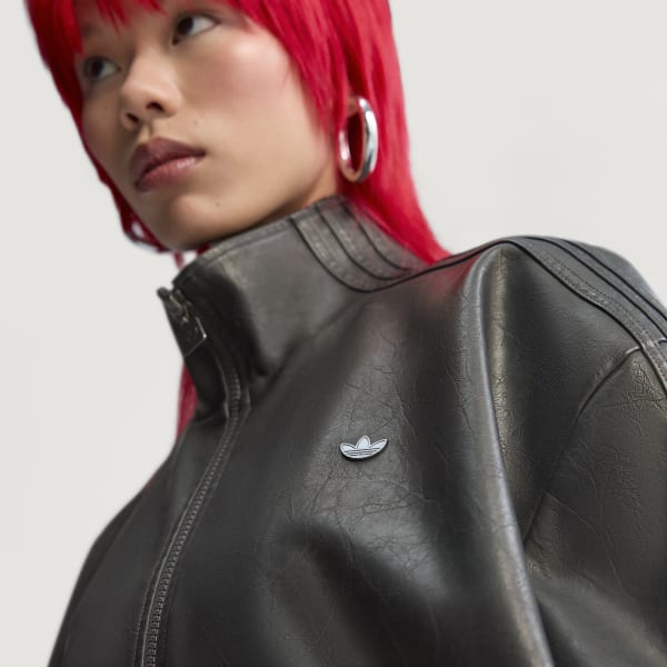 adidas Pleather Firebird Oversized Track jacket - Black | Free