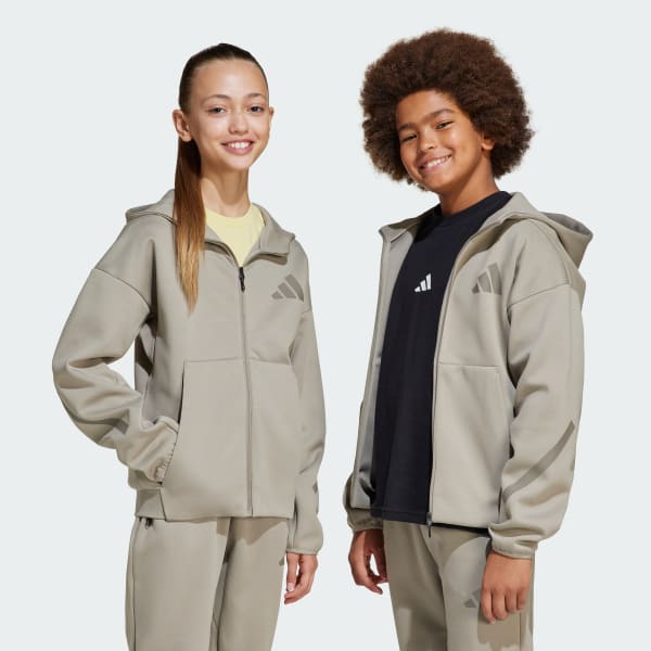 adidas Z.N.E. Full-Zip Hooded Track Jacket - Beige | Free Shipping