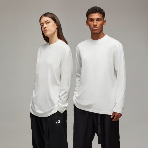 adidas Y-3 Graphic Long Sleeve Tee - White | Free Shipping with