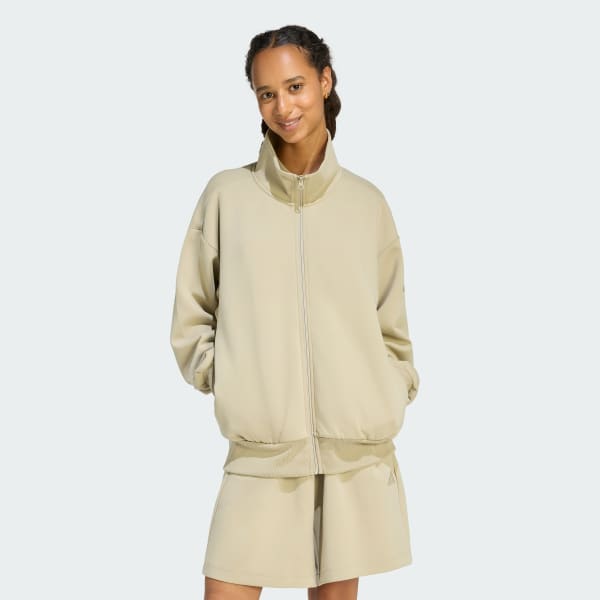 adidas Soft Lux Loose Full-Zip - White | Free Shipping with adiClub
