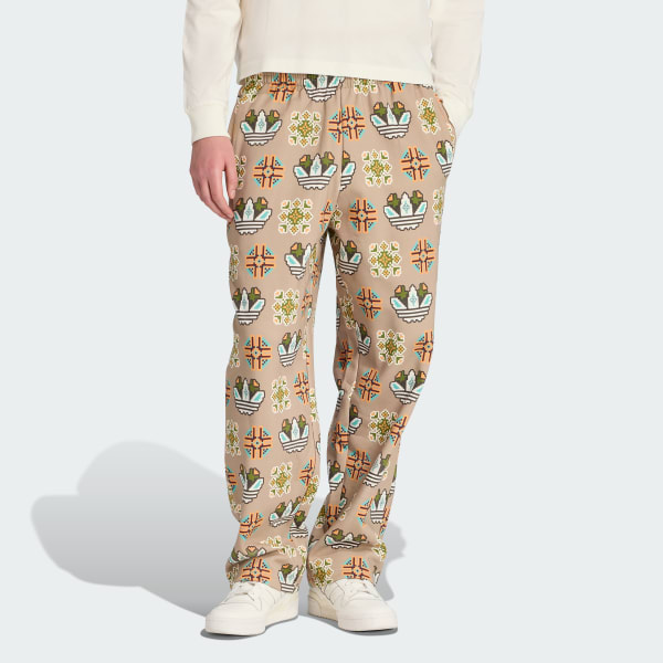 adidas Tile Allover Print Loose Sweat Pants - Brown | Free