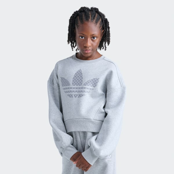 adidas TREFOIL HTR FLC CREW Sweatshirt - Grey | Free Shipping with