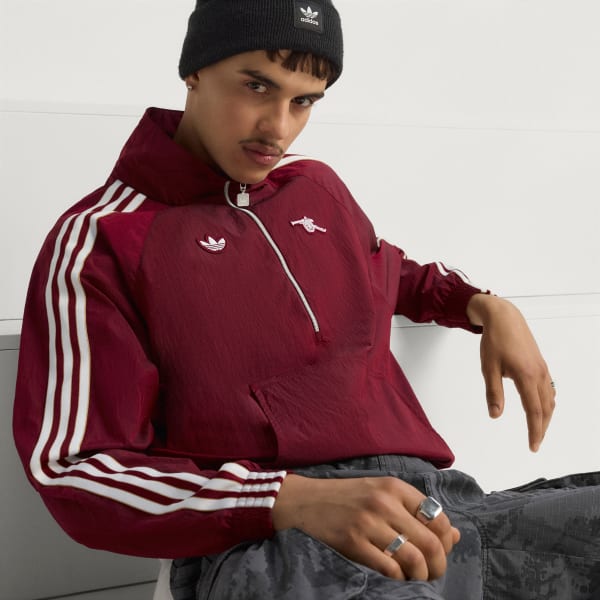 adidas Arsenal Terrace Icons Half-Zip Jacket - Burgundy | Free
