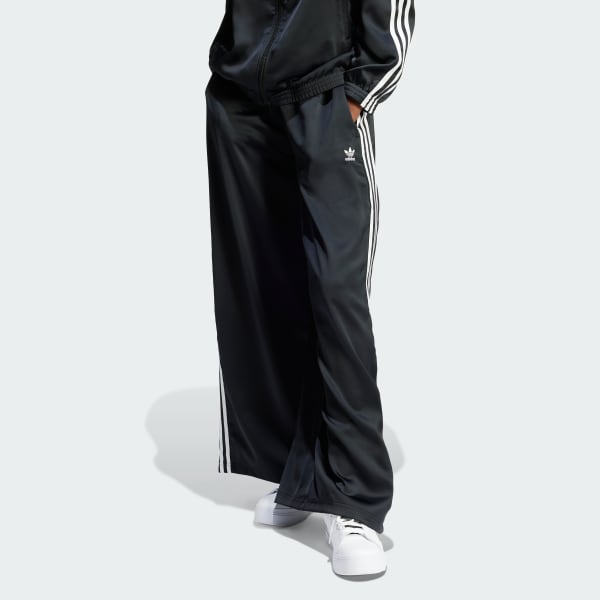 adidas Adicolor Satin Wide Leg Track Pants - Black | Free Shipping