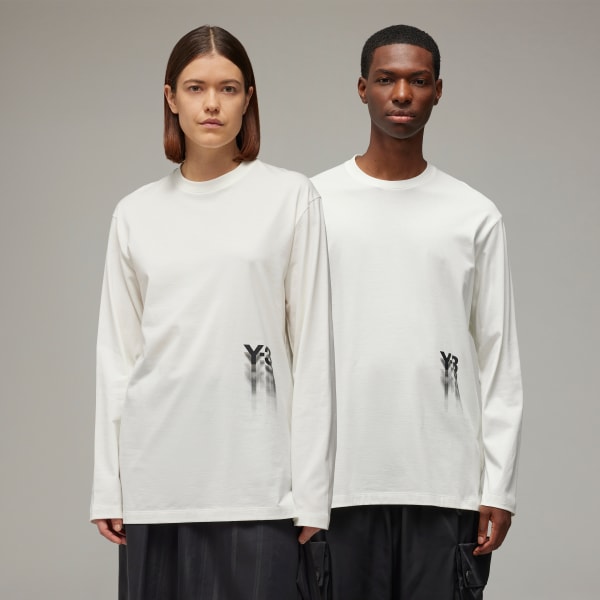 adidas Y-3 Graphic Long Sleeve Tee - White | Free Shipping with