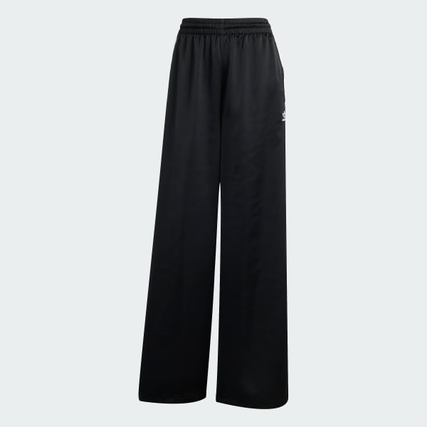adidas Adicolor Satin Wide Leg Track Pants - Black | Free Shipping