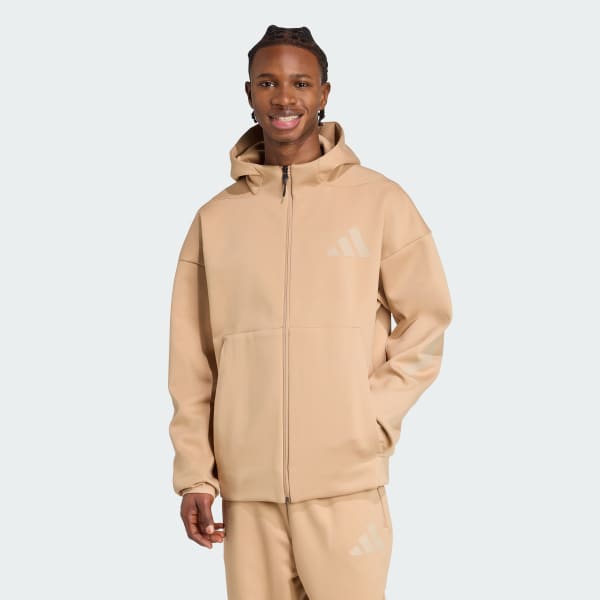 adidas Z.N.E. Full-Zip Hooded Track Jacket - Brown | Free Shipping