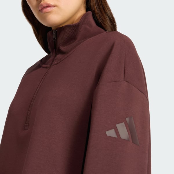 adidas Soft Lux Quarter-Zip - Brown | Free Shipping with adiClub