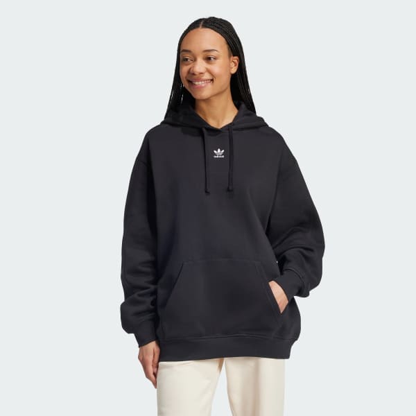 adidas Essentials Oversized Fleece Hoodie - Black | Free Shipping