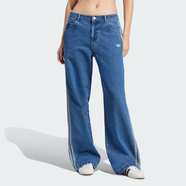 adidas Adicolor Denim 3-Stripes Track Pants - Blue | Free Shipping
