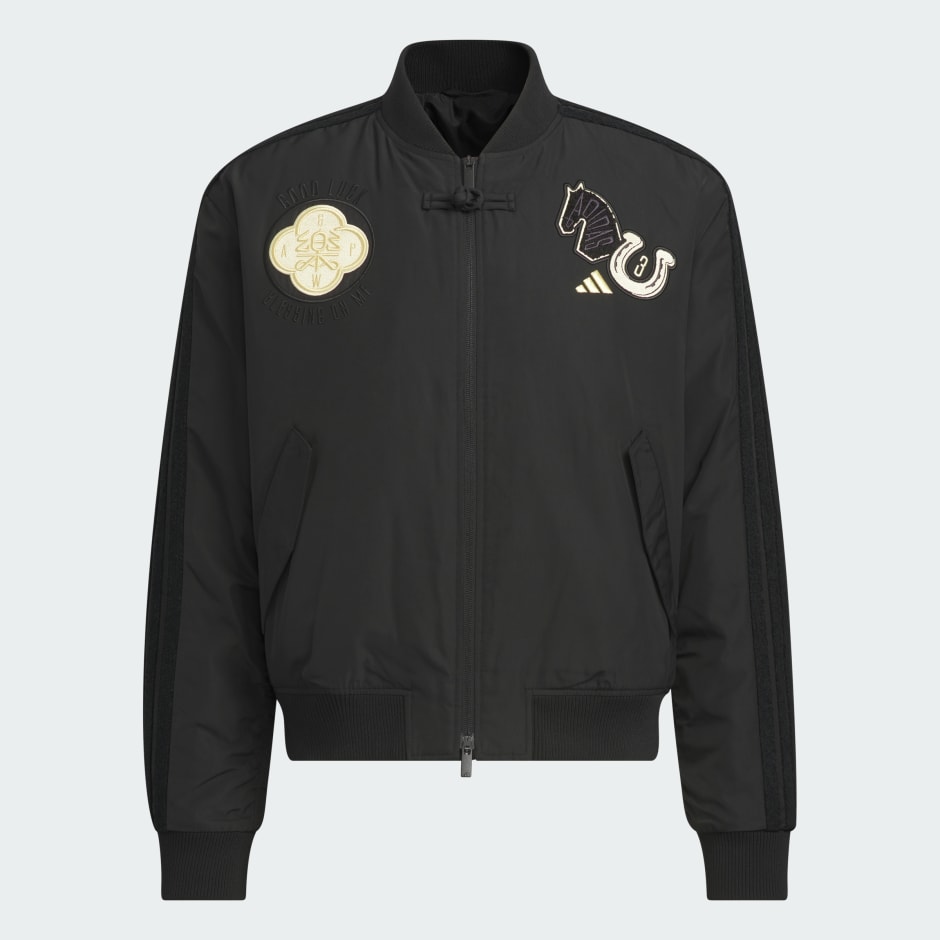 Clothing - CNY MODERN CHINA 3 STRIPES PADDED BOMBER JACKET - Black