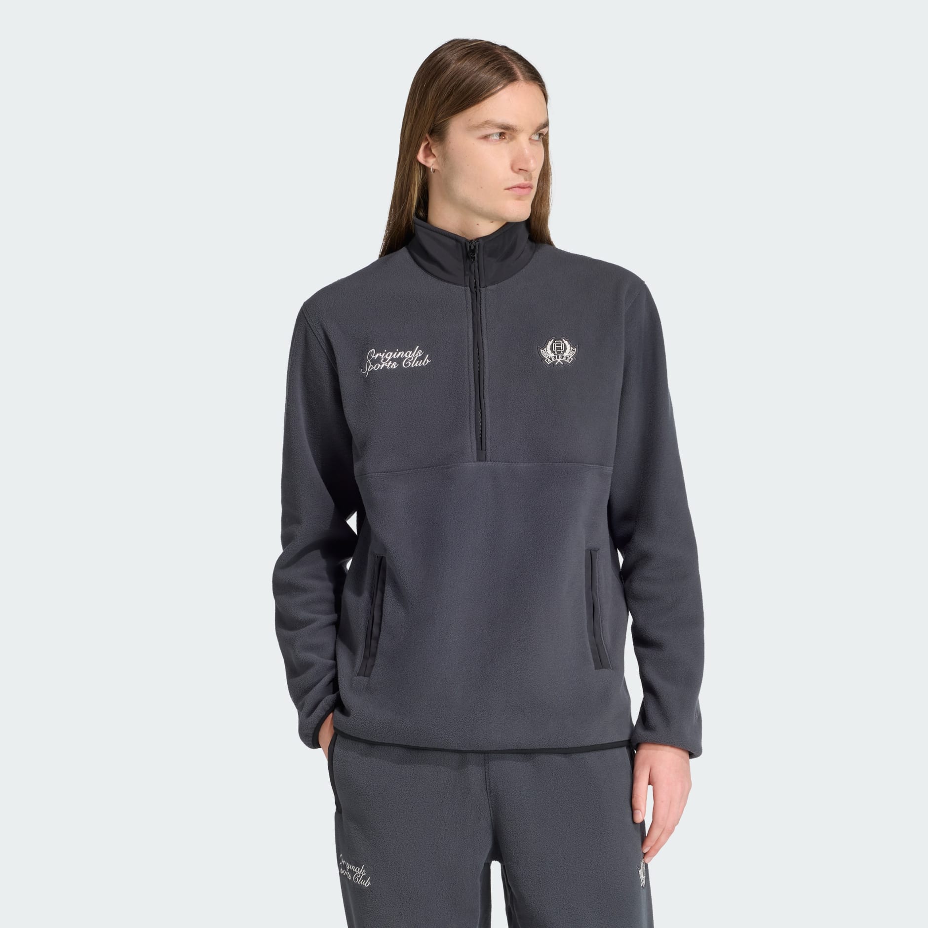 Sweatshirts - Regular Polar Fleece Quarter-Zip Jacket - Grey