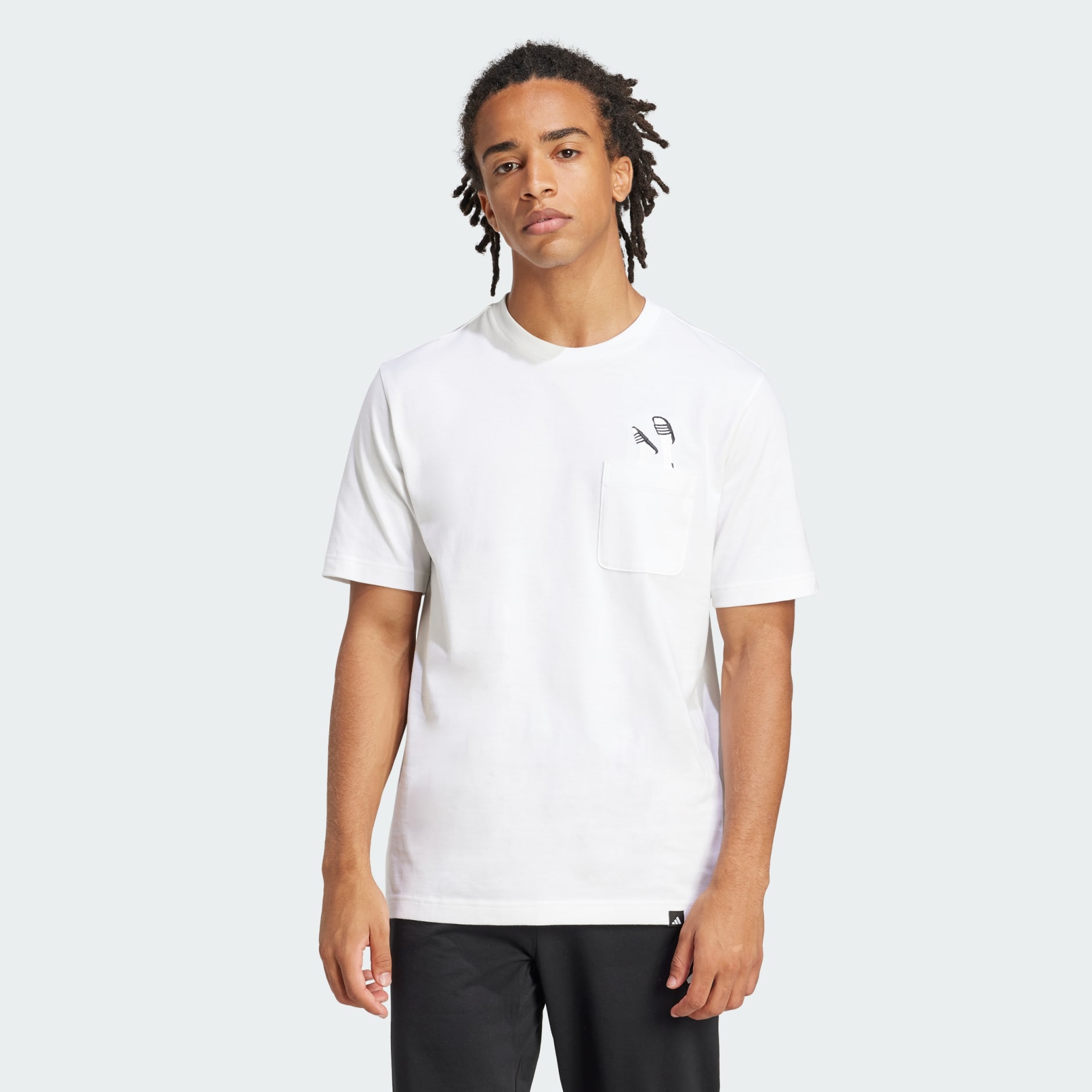 adidas Lounge Slides Graphic Pocket Tee - White | adidas UAE