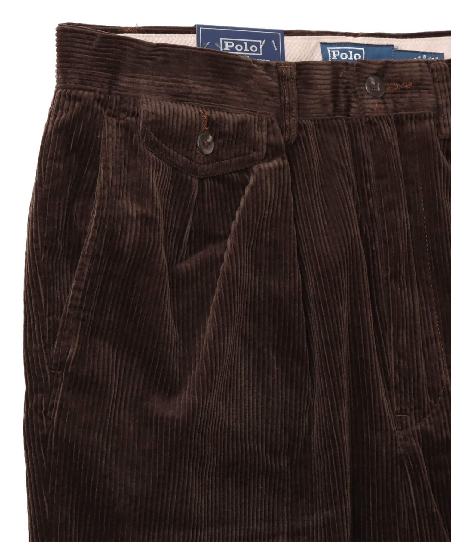 POLO RALPH LAUREN RALAXED FIT CORDUROY WHITMAN CHINO PLEATED PANTS