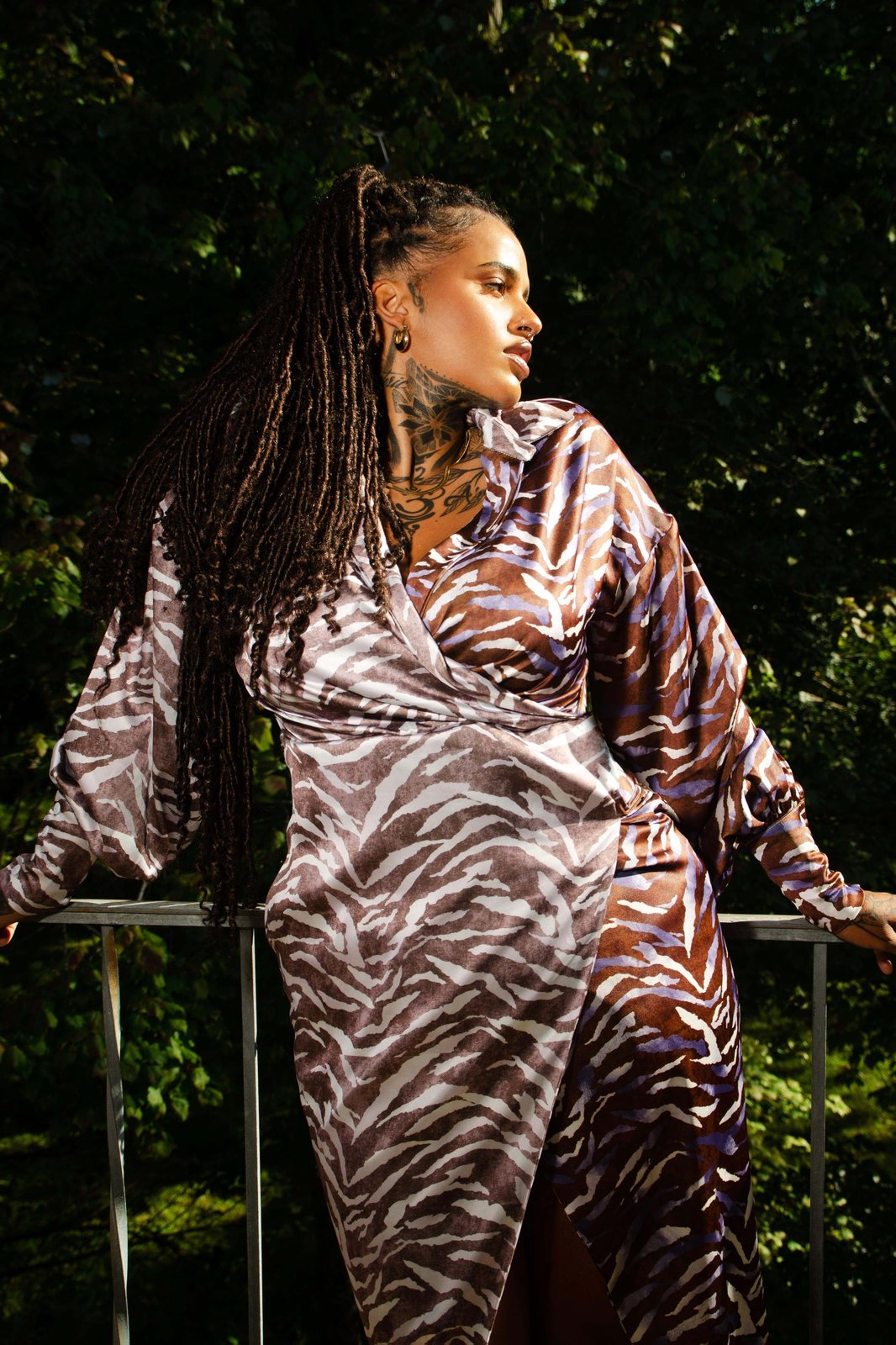 Hanifa Carrie Mixed Zebra Print Faux Wrap Dress | Golden Bird Boutique