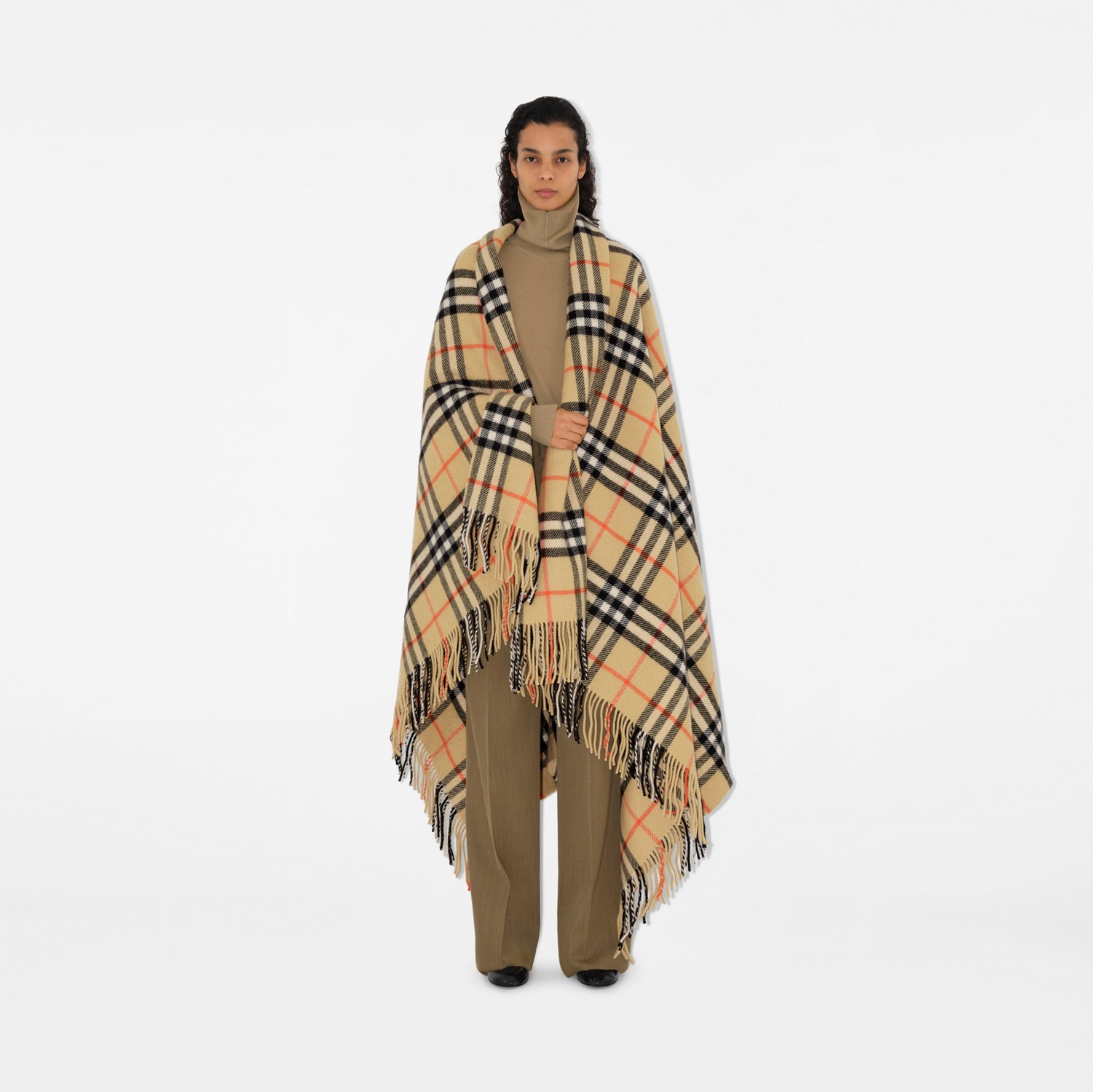 チェック・ウールカシミア・ブランケット (サンド) | Burberry®公式サイト