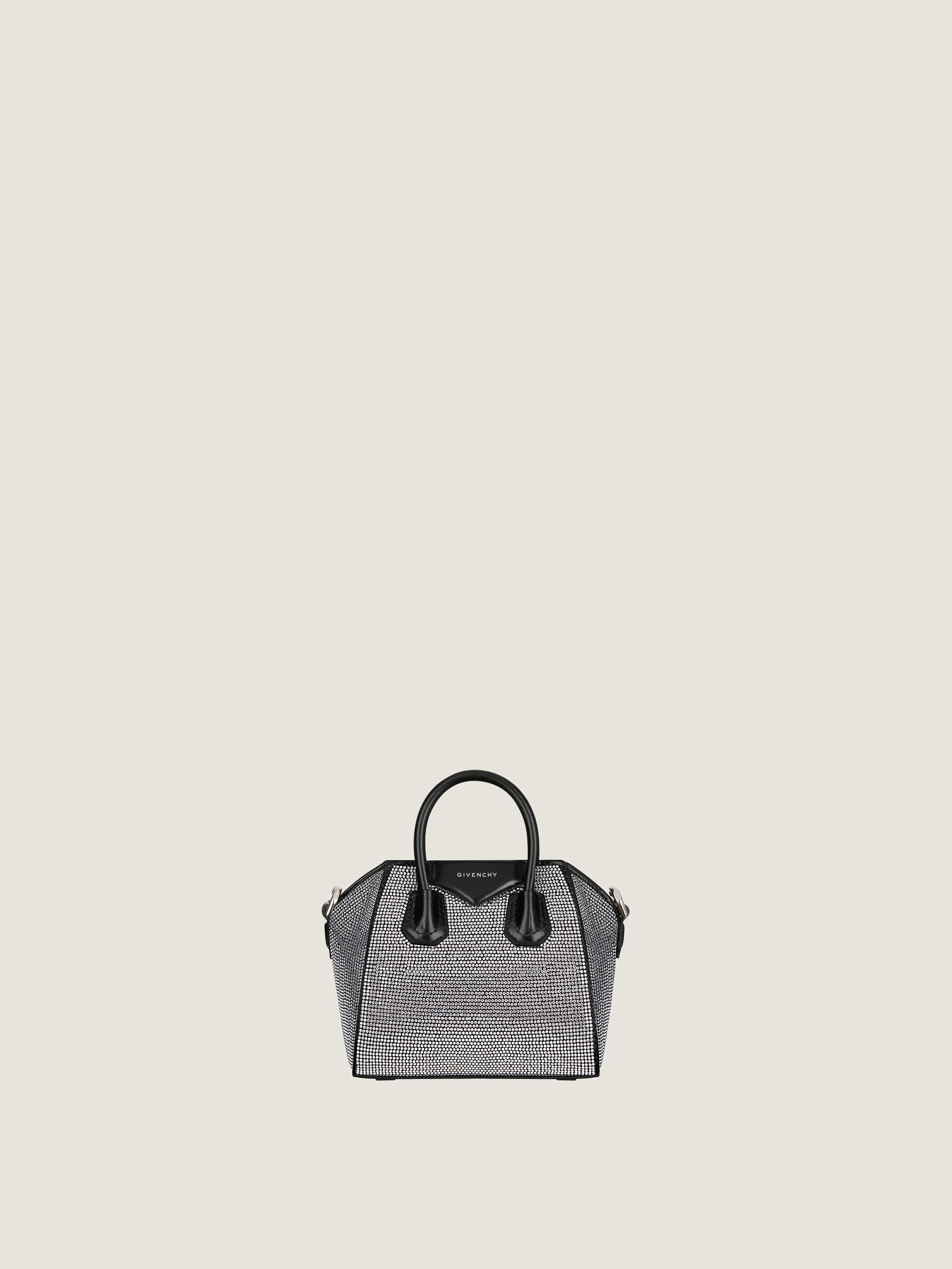 Micro Antigona bag in satin with strass - black in - black