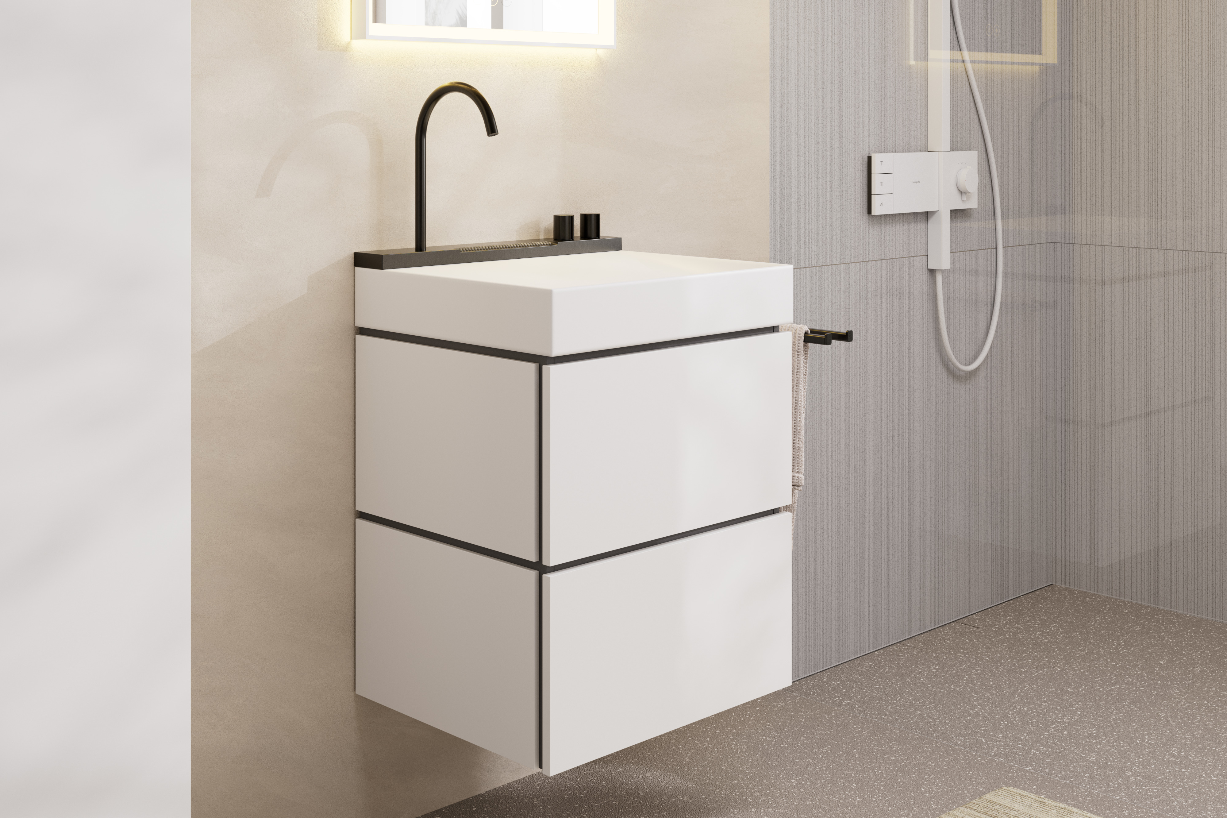 hansgrohe Furniture: Xilesa E, Vanity unit 580/470 with 2 drawers