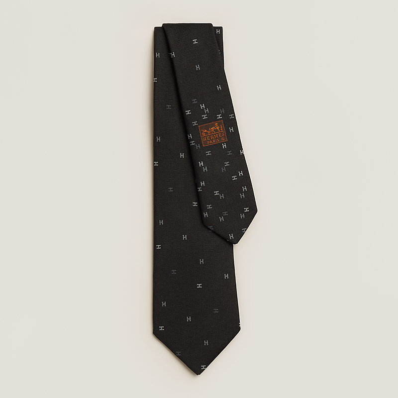 シルクタイ 7 cm 《スプレッドH》 - ブラック | Hermès - エルメス