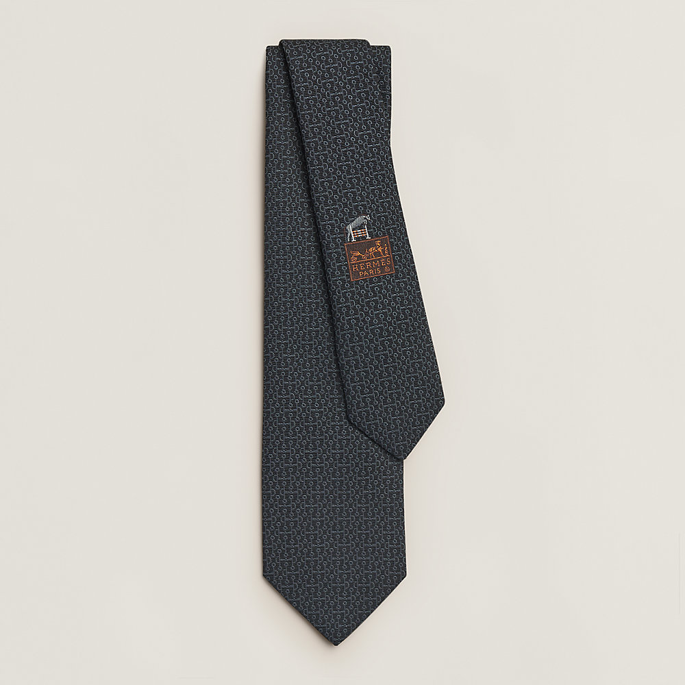 シルクツイルタイ 7 cm 《ドゥブル・ボーシェ》 - ブラック | Hermès
