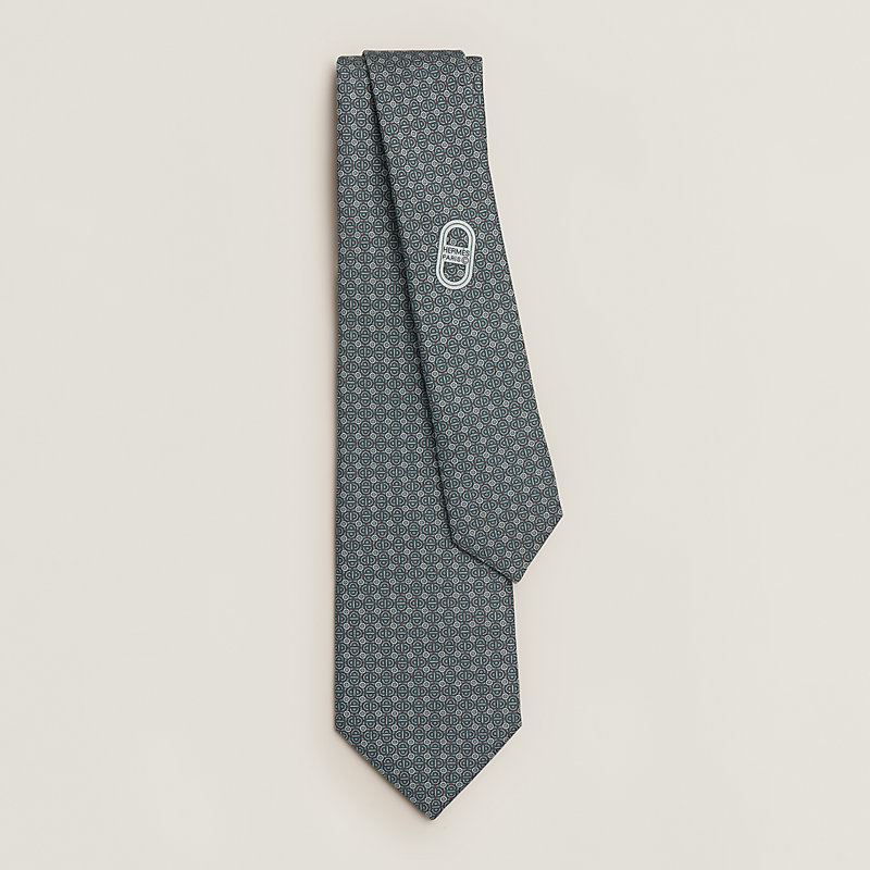 シルクツイルタイ 7 cm 《マイヨン・モザイク》 - グレー | Hermès