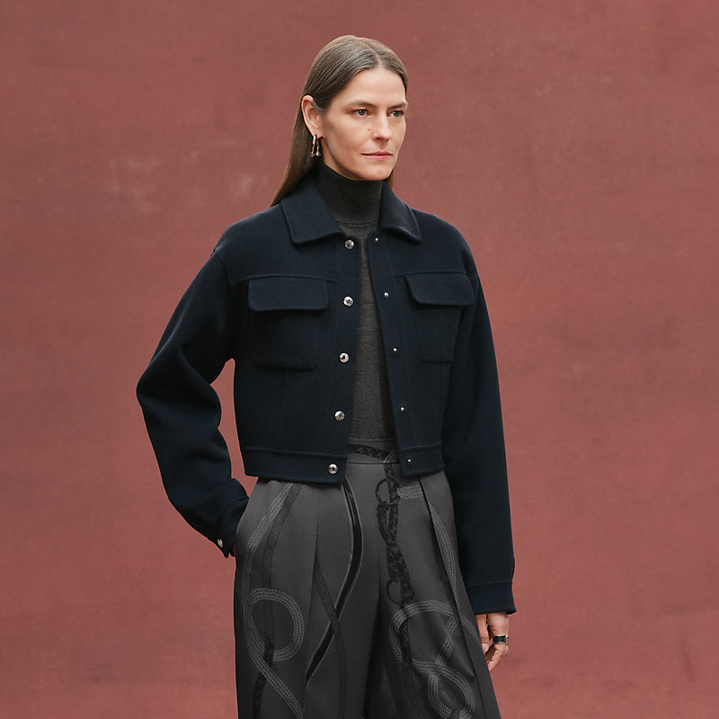 Cashmere jacket - Blue | Hermès USA