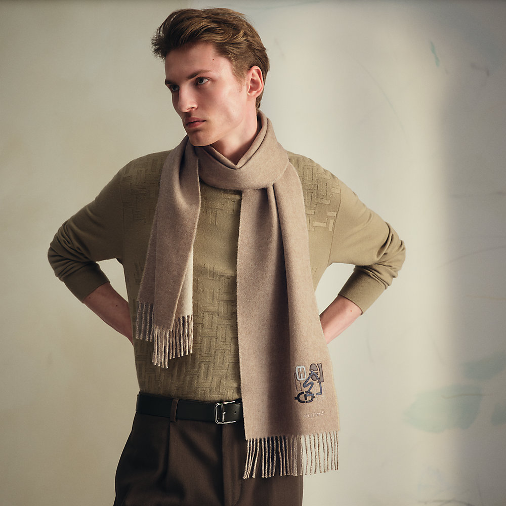 Recto-Verso PM H Puzzle scarf - Beige | Hermès USA